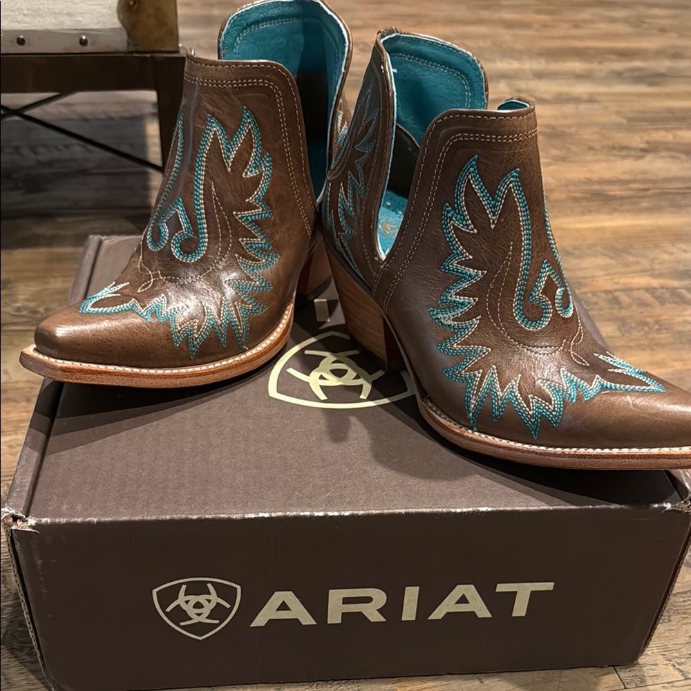 Ariat Brown and Blue Ankle Boots